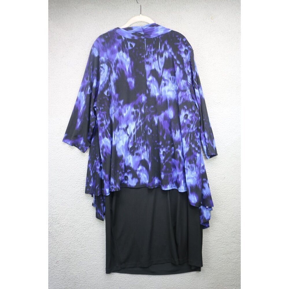 Connected Black Silky Cowl Neck Midi Dress w/Attached Cardigan-Size 20W-Church - Picture 6 of 9